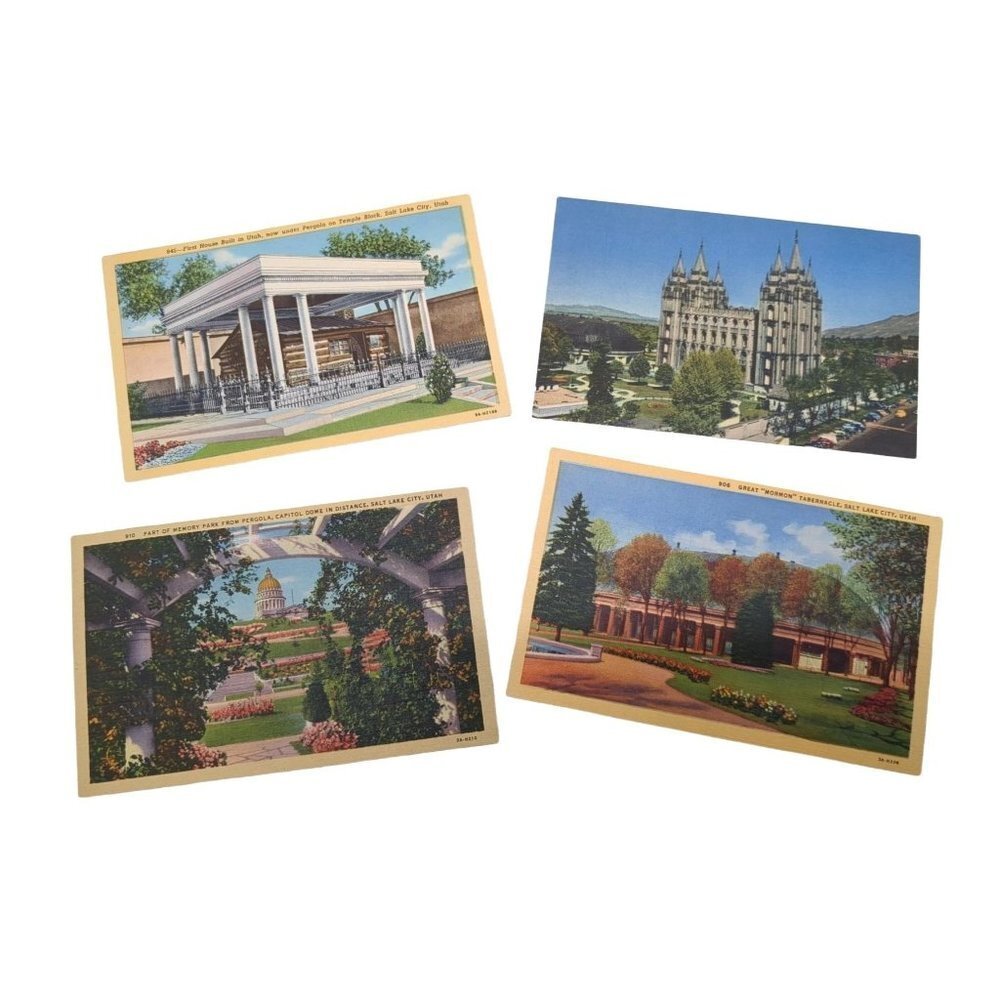 Vintage Postcard Salt Lake City‎ Utah Lot of 4 1940s Unposted Color